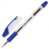 Ручка шариковая с грипом BRAUBERG "JAX", СИНЯЯ, корпус прозрачный, узел 0,7 мм, линия письма 0,35 мм, 141149