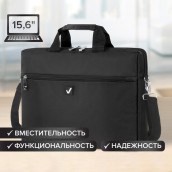 Сумка портфель BRAUBERG TEMPO с отделением для ноутбука 15,6", карман, "Rush", черная, 30х40х4 см, 240453