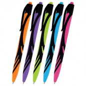 Ручка шариковая автоматическая BRAUBERG ULTRA COLOR NEON, soft-touch, СИНЯЯ, пишущий узел 0,7 мм, линия письма 0,35 мм, 144203