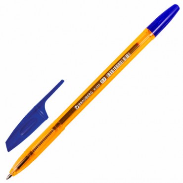 Ручка шариковая BRAUBERG "X-333" AMBER, СИНЯЯ, корпус тонированный оранжевый, узел 0,7 мм, линия письма 0,35 мм, 142832