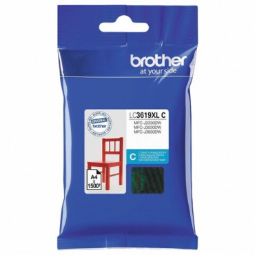 Картридж струйный BROTHER (LC3619XLC) для MFC-J3530DW/J3930DW, голубой, оригинальный, ресурс 1500 страниц