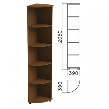 Шкаф (стеллаж) угловой "Монолит", 390х390х2050 мм, 4 полки, цвет орех гварнери, УМ46.3