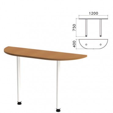 Стол приставной полукруг "Монолит", 1200х400х750 мм, цвет орех гварнери (КОМПЛЕКТ)