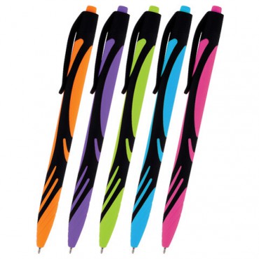 Ручка шариковая автоматическая BRAUBERG ULTRA COLOR NEON, soft-touch, СИНЯЯ, пишущий узел 0,7 мм, линия письма 0,35 мм, 144203